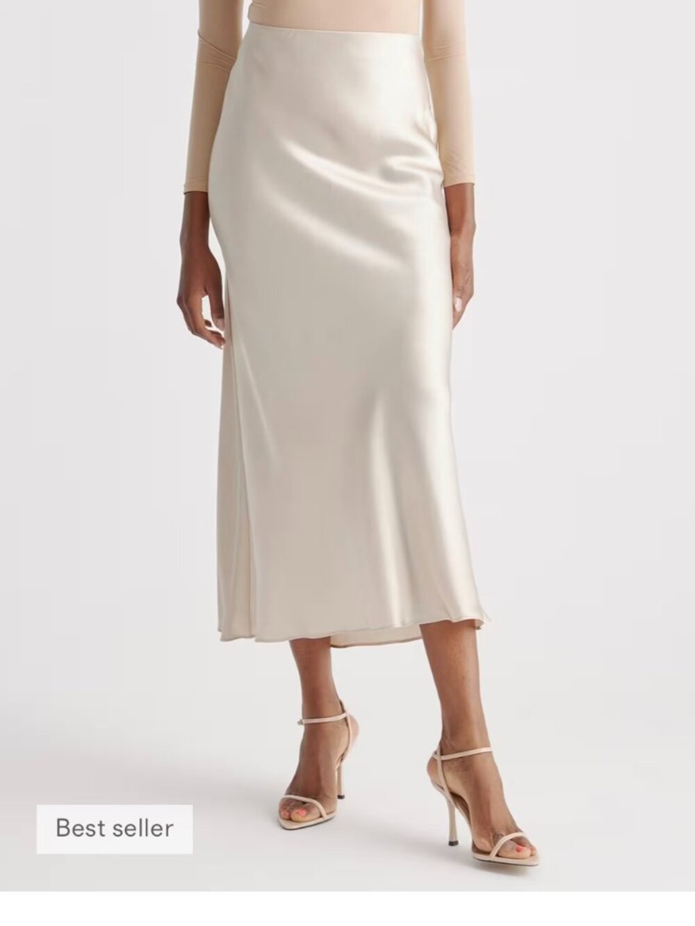 NEW Washable Silk Maxi Skirt in Champagne Size M